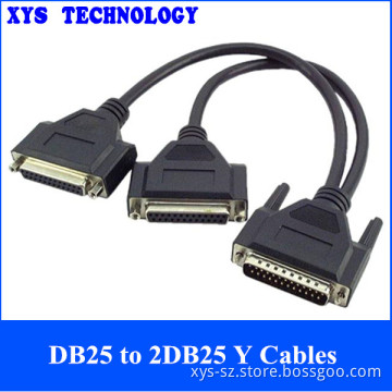 Black 1FT DB25 Male to Two DB25 Female,DB25 Y Spliiter Cable with 2 male to female y splitter cable